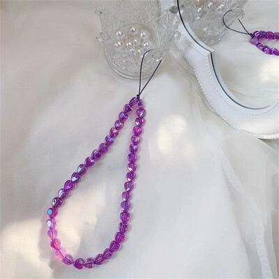 Telefonski privjesak sa zvjezdanim perlama Slatki korejski telefonski privjesak s akrilnim perlama, raznobojne naramenice protiv gubitka telefona, viseći nakit Djevojke