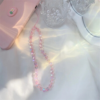 Telefonski privjesak sa zvjezdanim perlama Slatki korejski telefonski privjesak s akrilnim perlama, raznobojne naramenice protiv gubitka telefona, viseći nakit Djevojke