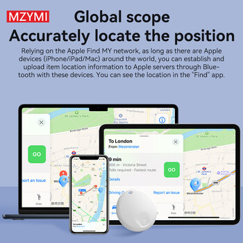 MZYMI Mini Smart Key Finder Locator Συσκευή παρακολούθησης GPS Υπενθύμιση συναγερμού Bluetooth Anti-Lost Tag Εργασία με την Apple Find My For Pets