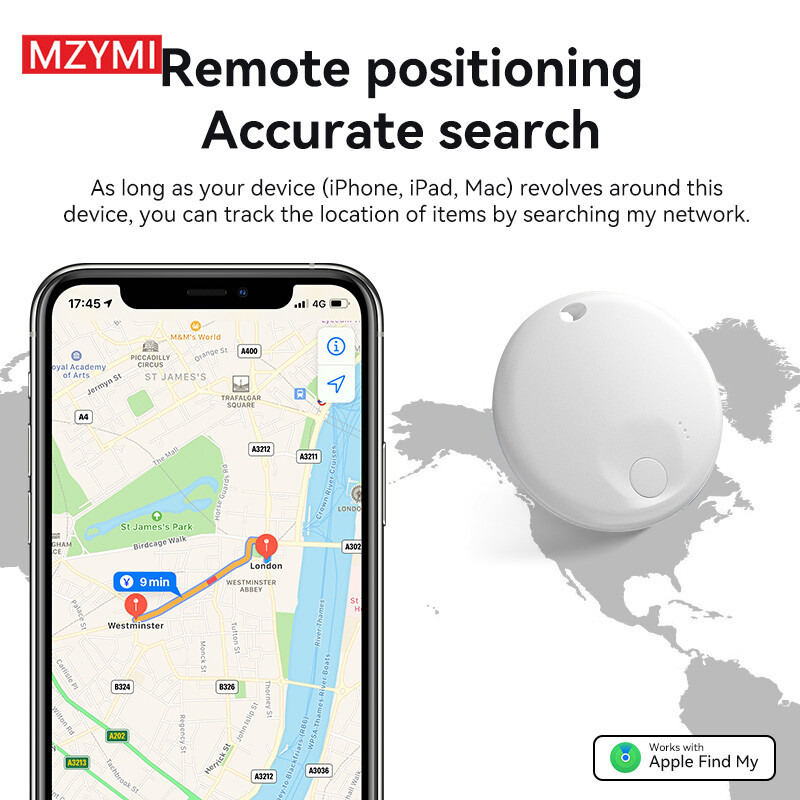 MZYMI Mini Smart Key Finder Lokator GPS uređaj za praćenje Bluetooth Anti-Lost Tag Podsjetnik za alarm Radite s Apple Find My za kućne ljubimce