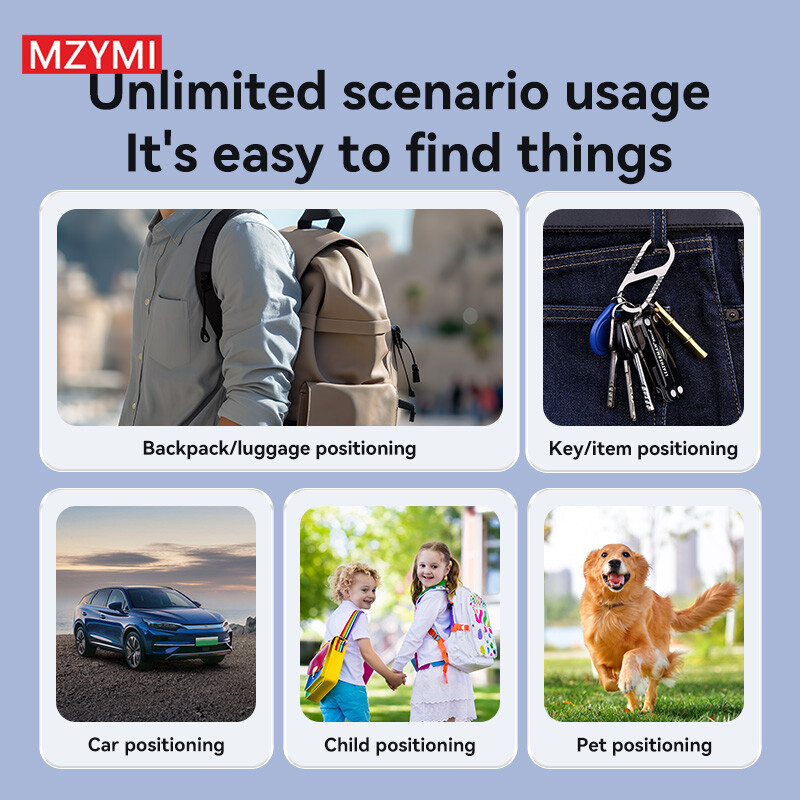 MZYMI Mini Smart Key Finder Lokator GPS uređaj za praćenje Bluetooth Anti-Lost Tag Podsjetnik za alarm Radite s Apple Find My za kućne ljubimce