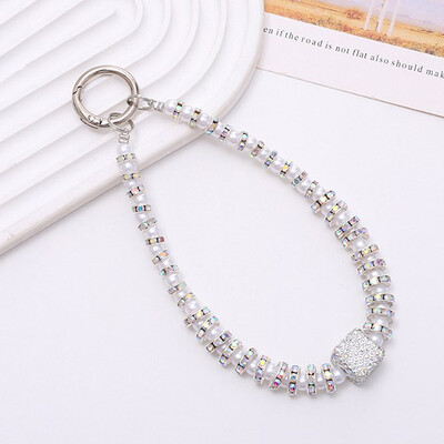 1 kom., luksuzni lančić za zapešće optočen dijamantima, kratki biserni dijamantni privjesak, torbica za mobilni telefon, univerzalna užad za dijamantni prsten protiv gubitka