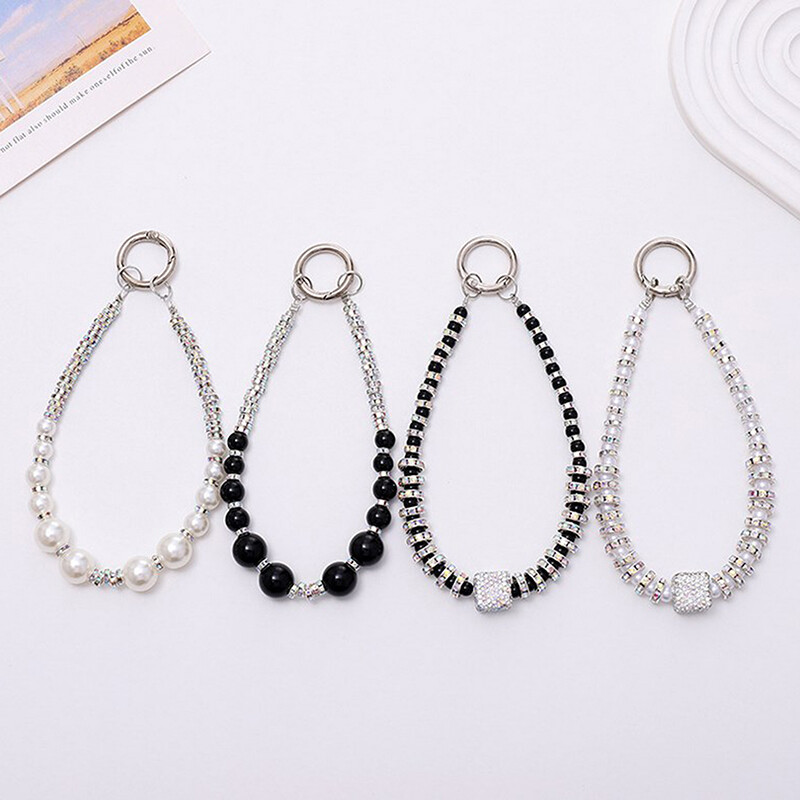 1 kom., luksuzni lančić za zapešće optočen dijamantima, kratki biserni dijamantni privjesak, torbica za mobilni telefon, univerzalna užad za dijamantni prsten protiv gubitka