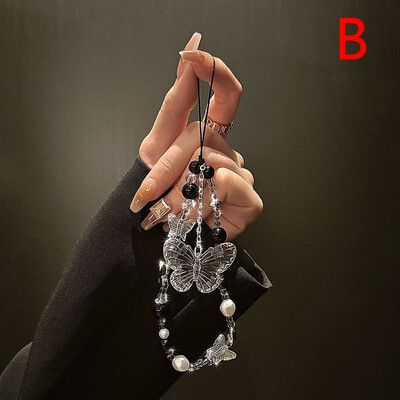 Y2K leptir prozirna perla telefonski remen šarm lanac čvor uzica za mobitel Privjesak za ključeve torba kamera mašna privjesak za Airpods poklopac