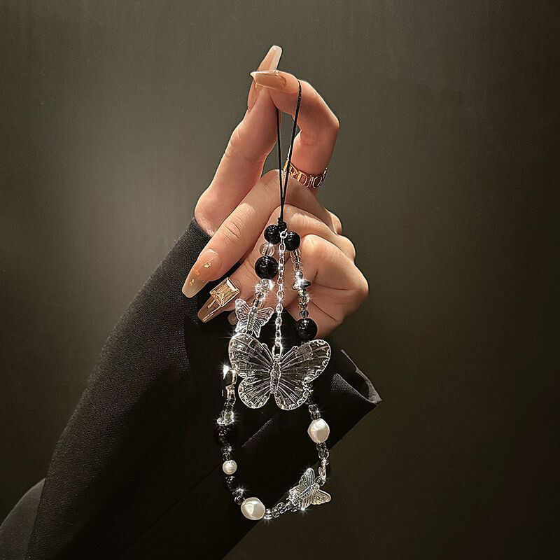 Y2K leptir prozirna perla telefonski remen šarm lanac čvor uzica za mobitel Privjesak za ključeve torba kamera mašna privjesak za Airpods poklopac