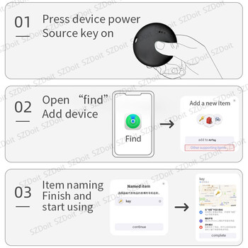 Εργαστείτε με Find My APP Mini GPS Tracker Anti-Lost Συσκευή στρογγυλής συσκευής Anti-Lost Παιδική τσάντα κατοικίδιων ζώων Παρακολούθηση πορτοφολιού Smart Finder Locator