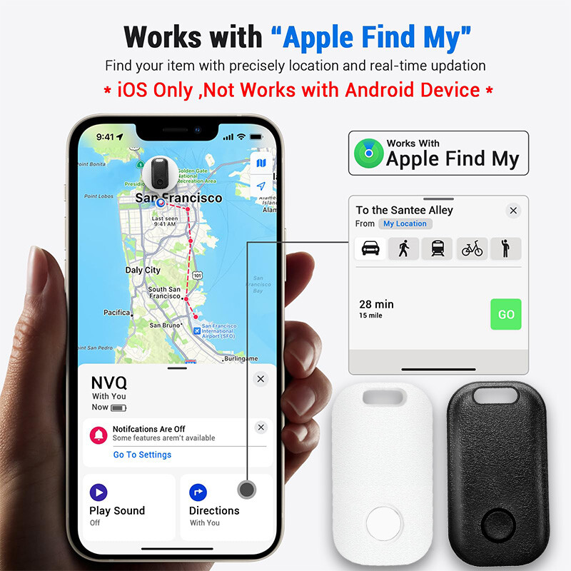 Проследяване на местоположението Key Finder, Wallet Tracker работи с Apple Find My Bluetooth Item Finder за чанти, багаж, домашни любимци и раница