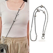 Луксозен метален бантик със сърце и звезда Crossbody ремък, въже, каишка за врата, верига за iPhone 15 14 Pro Max Аксесоари за калъф за телефон Samsung