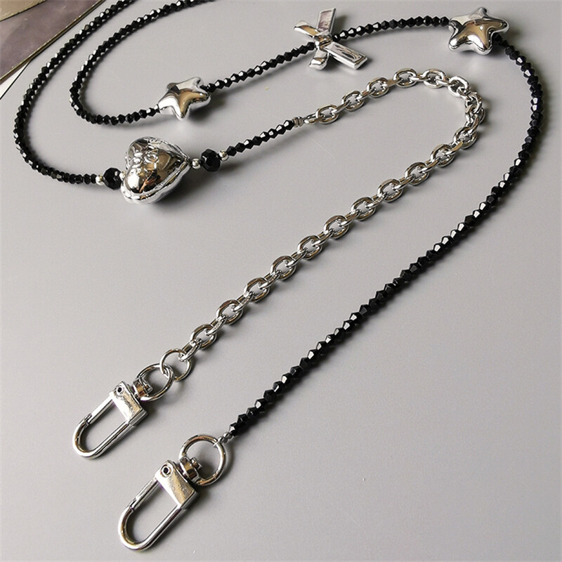 Луксозен метален бантик със сърце и звезда Crossbody ремък, въже, каишка за врата, верига за iPhone 15 14 Pro Max Аксесоари за калъф за телефон Samsung