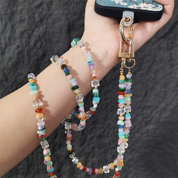 Κομψό Cute Stone Gem Κινητό Τηλέφωνο Crossbody Ιμάντες Lanyard Beads Chain για iPhone 15 14 13 12 11 Pro Max Αξεσουάρ τηλεφώνου