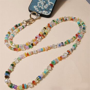 Κομψό Cute Stone Gem Κινητό Τηλέφωνο Crossbody Ιμάντες Lanyard Beads Chain για iPhone 15 14 13 12 11 Pro Max Αξεσουάρ τηλεφώνου