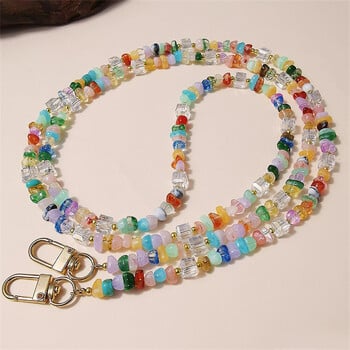 Κομψό Cute Stone Gem Κινητό Τηλέφωνο Crossbody Ιμάντες Lanyard Beads Chain για iPhone 15 14 13 12 11 Pro Max Αξεσουάρ τηλεφώνου