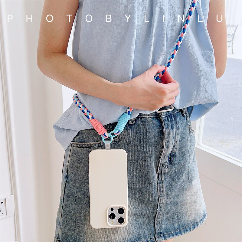 Coloful uže za nošenje preko tijela, naramenice, privjesak za ključeve, pleteno uže s visokokvalitetnom zamjenskom zakrpom za dodatke