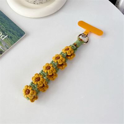 Luksuzni tkani privjesak za ključeve s narukvicom Cvjetni privjesak za ključeve Remen za uže za zapešće Narukvica Privjesak za ključeve Boho cvjetni cvijet Daisy Cvjetni slatki vjenčani dar