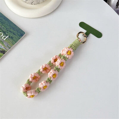 Luksuzni tkani privjesak za ključeve s narukvicom Cvjetni privjesak za ključeve Remen za uže za zapešće Narukvica Privjesak za ključeve Boho cvjetni cvijet Daisy Cvjetni slatki vjenčani dar