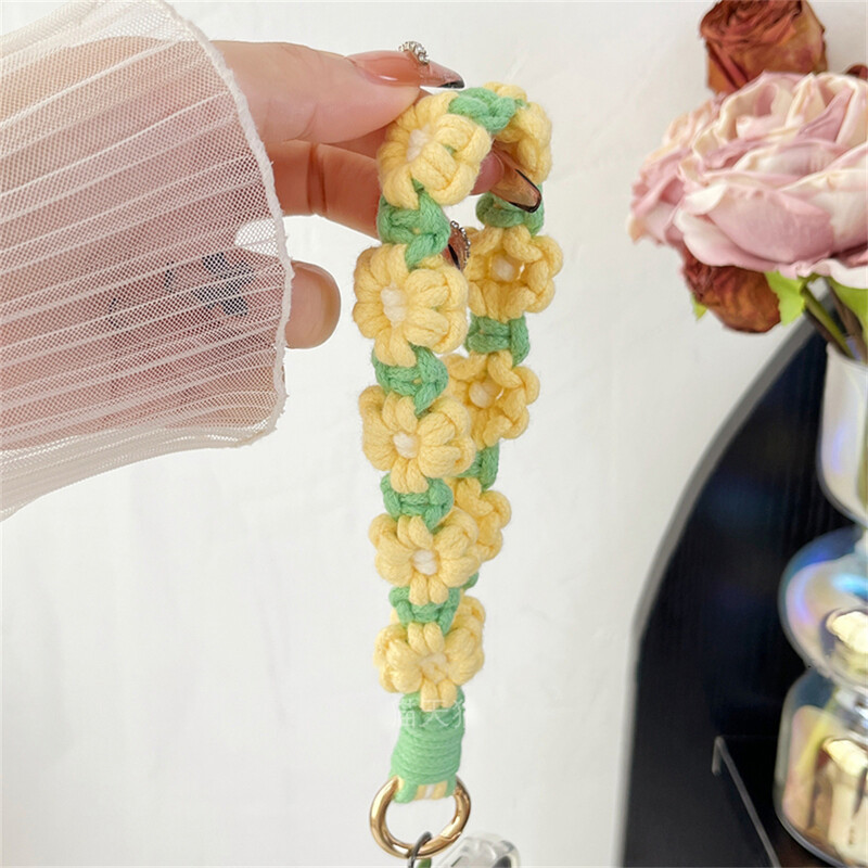 Luksuzni tkani privjesak za ključeve s narukvicom Cvjetni privjesak za ključeve Remen za uže za zapešće Narukvica Privjesak za ključeve Boho cvjetni cvijet Daisy Cvjetni slatki vjenčani dar