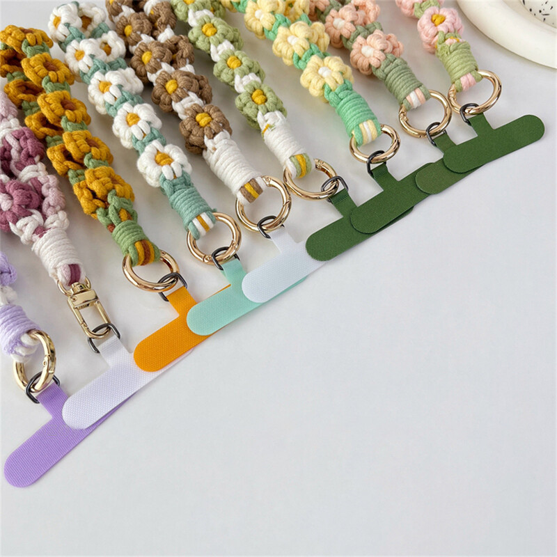 Luksuzni tkani privjesak za ključeve s narukvicom Cvjetni privjesak za ključeve Remen za uže za zapešće Narukvica Privjesak za ključeve Boho cvjetni cvijet Daisy Cvjetni slatki vjenčani dar