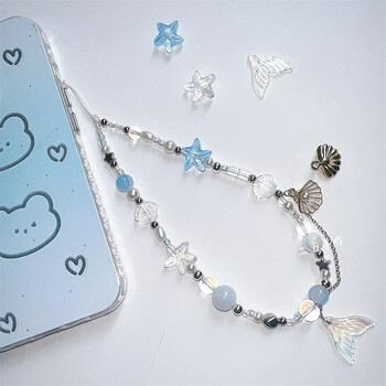 Dreamy Mermaid Sea Shell Chain Phone Lanyard Charm Strap Βραχιόλι με κορδόνι καρπού με χάντρες Μπρελόκ για Κορίτσι iPhone Κρεμαστό κόσμημα με σχοινί