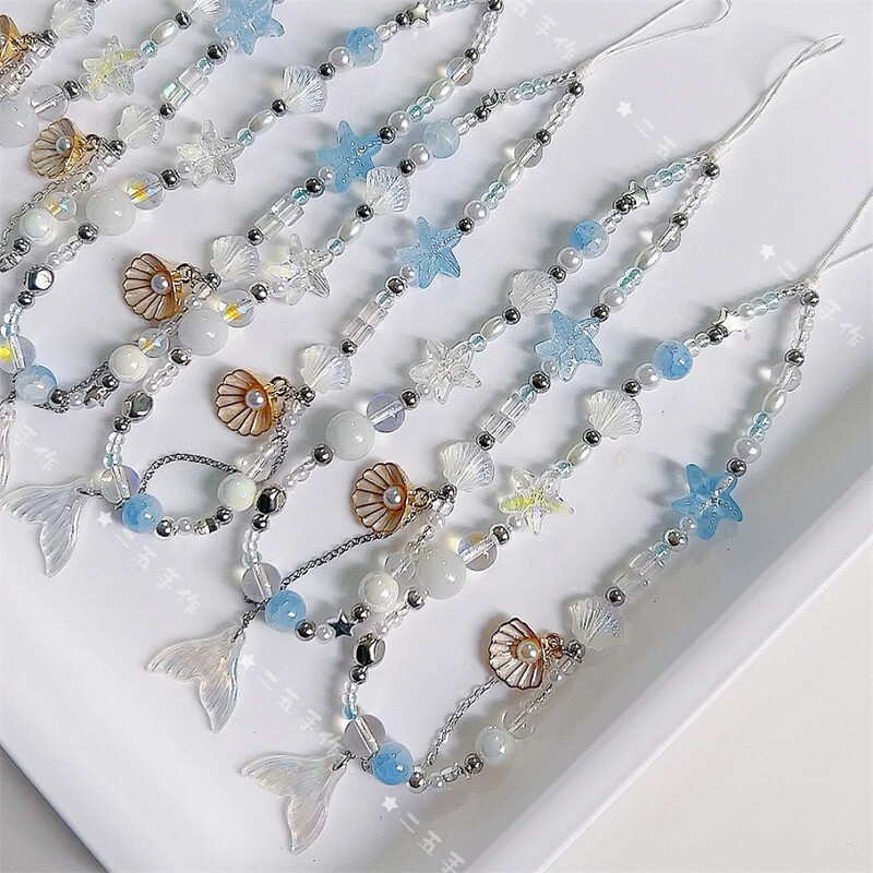 Sanjiva sirena morska školjka telefonski lanac uzica šarm remen perla za zapešće kabel narukvica privjesak za iPhone djevojka viseće uže nakit