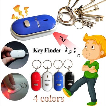 Έλεγχος ήχου Lost Key Finder Locator KeychainTorch Mini Portable Whistle Key Finder Bag Charm Keychain Dropshipping