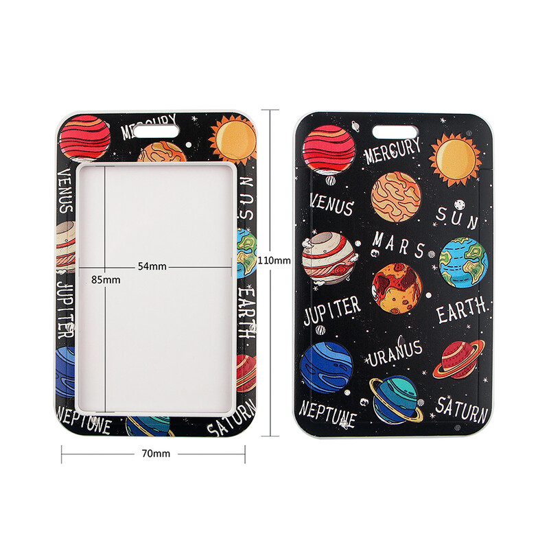 LX140 Държач за карти за ремък Планета Мобилен телефон USB ID Притежател на значка Ключове Каишка Етикет Капак за карти с ремък за момичета