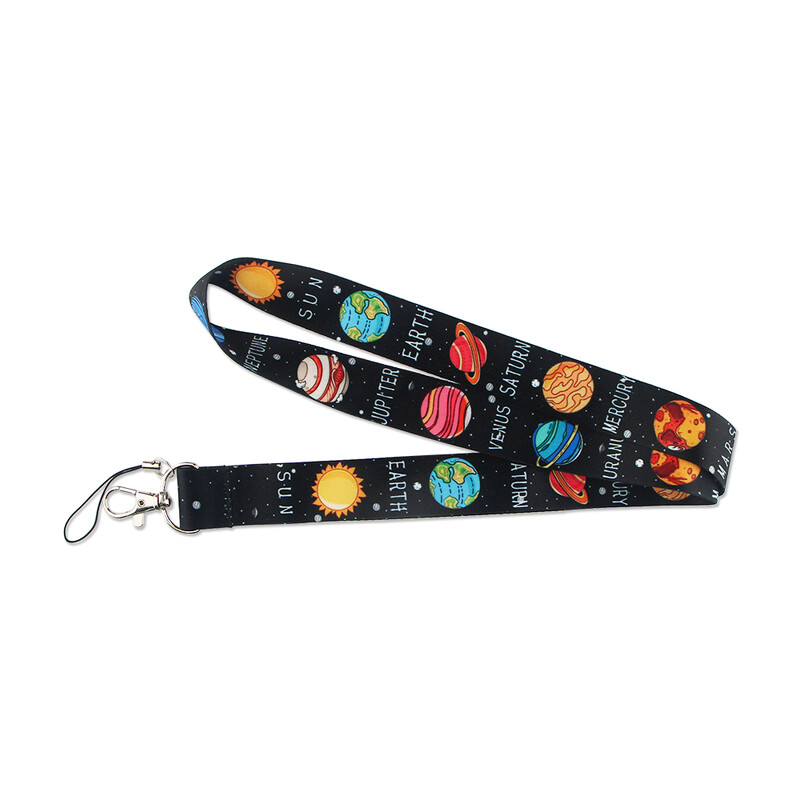 LX140 Държач за карти за ремък Планета Мобилен телефон USB ID Притежател на значка Ключове Каишка Етикет Капак за карти с ремък за момичета