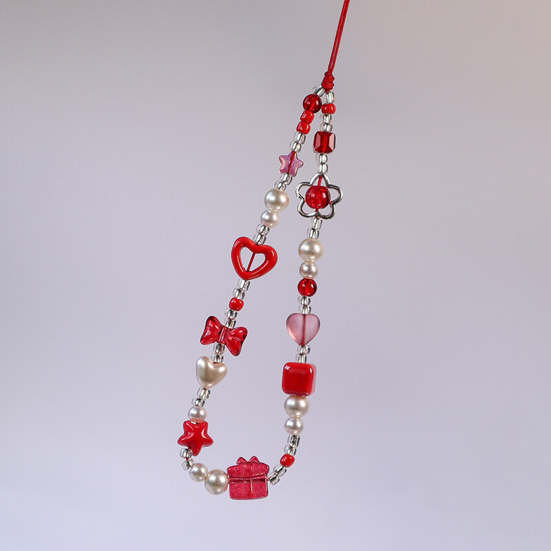 Сладка червена любов висулка Лък Телефон Верига Чар каишка Висулка Мобилен телефон Връзка Любовна звезда Камера Висяща верига Ключодържател