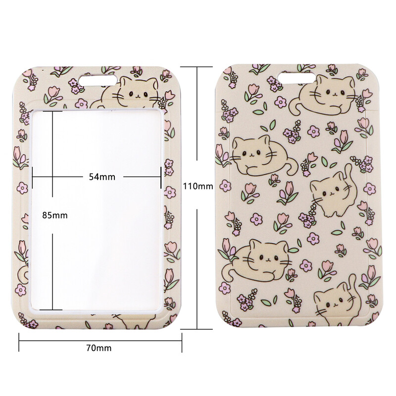 Сладка котка и цветя Презрамки за врата Връзки за ключове Лична карта Паспорт Фитнес зала USB държач за значка Направи си сам Висящо въже Аксесоари за телефон