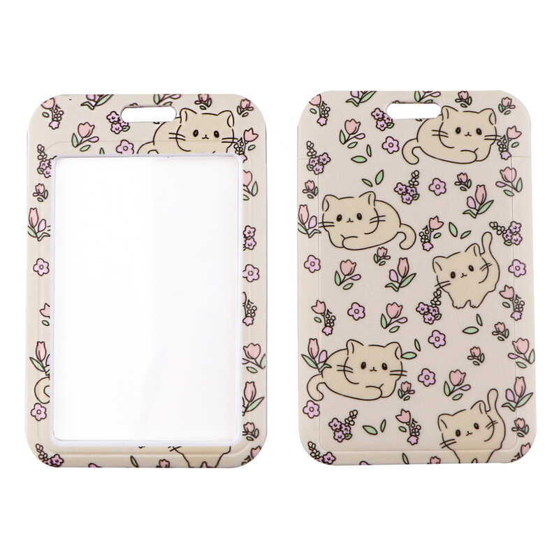 Сладка котка и цветя Презрамки за врата Връзки за ключове Лична карта Паспорт Фитнес зала USB държач за значка Направи си сам Висящо въже Аксесоари за телефон