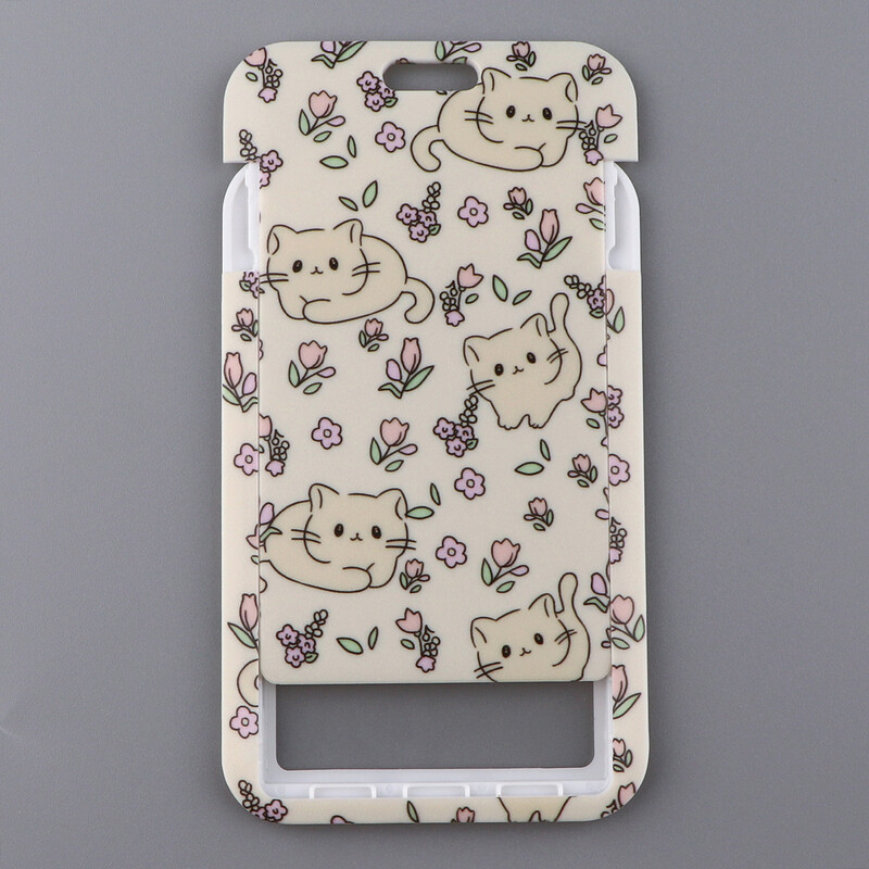 Сладка котка и цветя Презрамки за врата Връзки за ключове Лична карта Паспорт Фитнес зала USB държач за значка Направи си сам Висящо въже Аксесоари за телефон