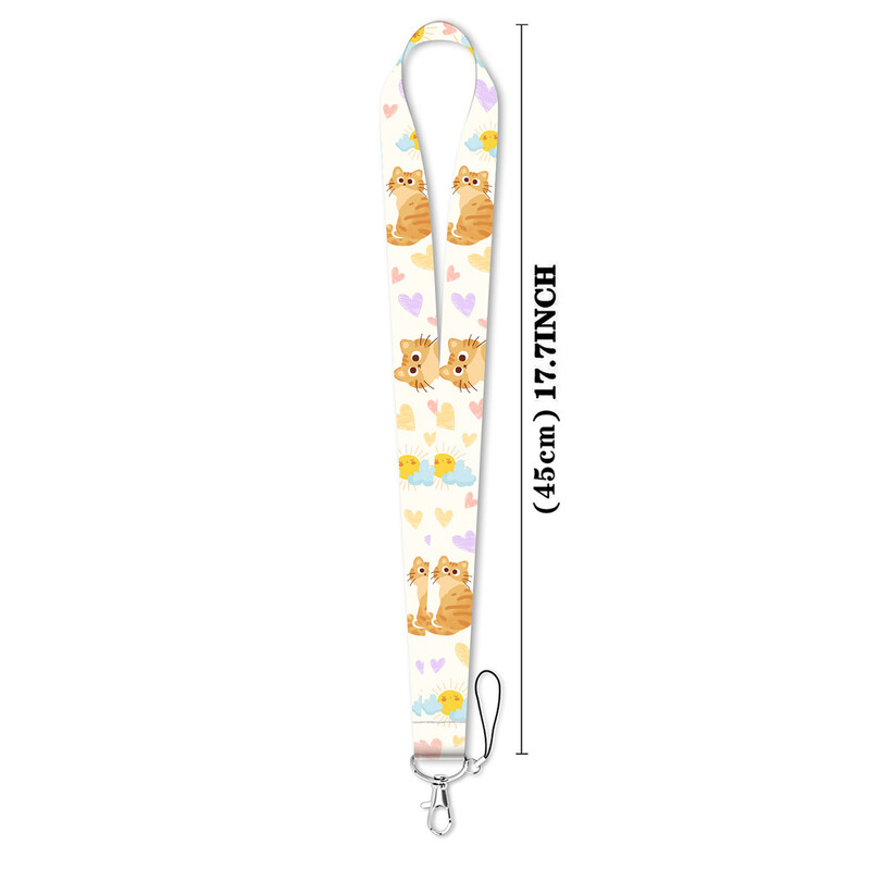 LX1320 Сладка жълта котка презрамка за врата Връзки Ключодържател Значка Притежател на лична карта Пас Въже за окачване Лариат Връзка за ключодържатели Аксесоари