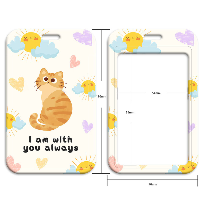 LX1320 Сладка жълта котка презрамка за врата Връзки Ключодържател Значка Притежател на лична карта Пас Въже за окачване Лариат Връзка за ключодържатели Аксесоари