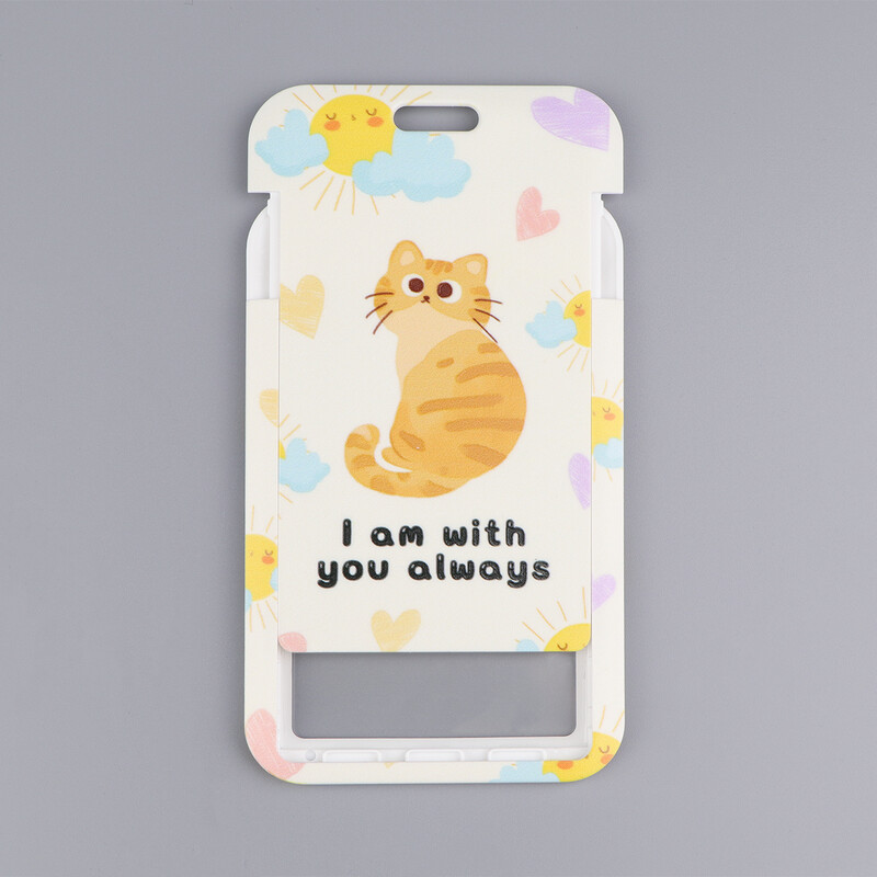 LX1320 Сладка жълта котка презрамка за врата Връзки Ключодържател Значка Притежател на лична карта Пас Въже за окачване Лариат Връзка за ключодържатели Аксесоари