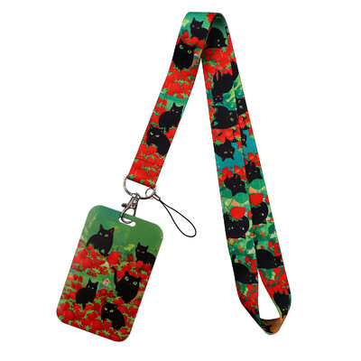 LX1304 Crtani mačak uže za ključeve ID kreditne bankovne kartice Poklopac za bedž Držač privjeska za telefon Uže za ključeve Dodaci za privjesak