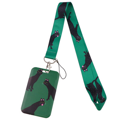 LX1304 Crtani mačak uže za ključeve ID kreditne bankovne kartice Poklopac za bedž Držač privjeska za telefon Uže za ključeve Dodaci za privjesak