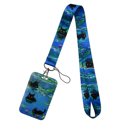 LX1304 Crtani mačak uže za ključeve ID kreditne bankovne kartice Poklopac za bedž Držač privjeska za telefon Uže za ključeve Dodaci za privjesak