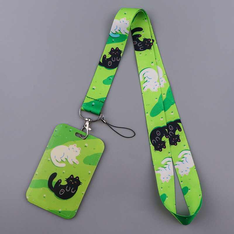 LX1304 Crtani mačak uže za ključeve ID kreditne bankovne kartice Poklopac za bedž Držač privjeska za telefon Uže za ključeve Dodaci za privjesak