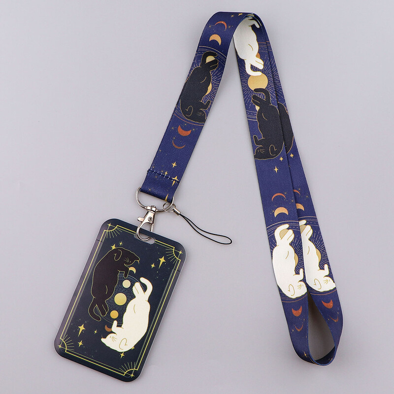 LX1304 Crtani mačak uže za ključeve ID kreditne bankovne kartice Poklopac za bedž Držač privjeska za telefon Uže za ključeve Dodaci za privjesak