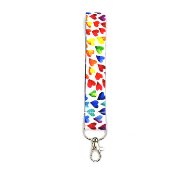 1 σετ Χρώμα Rainbow heart love Wristlet Funny art Λουράκι κλειδιού λαιμού για κλειδιά τηλεφώνου Κάρτα ταυτότητας Κορδέλες κινουμένων σχεδίων