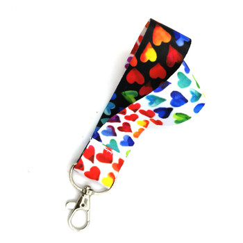 1 σετ Χρώμα Rainbow heart love Wristlet Funny art Λουράκι κλειδιού λαιμού για κλειδιά τηλεφώνου Κάρτα ταυτότητας Κορδέλες κινουμένων σχεδίων