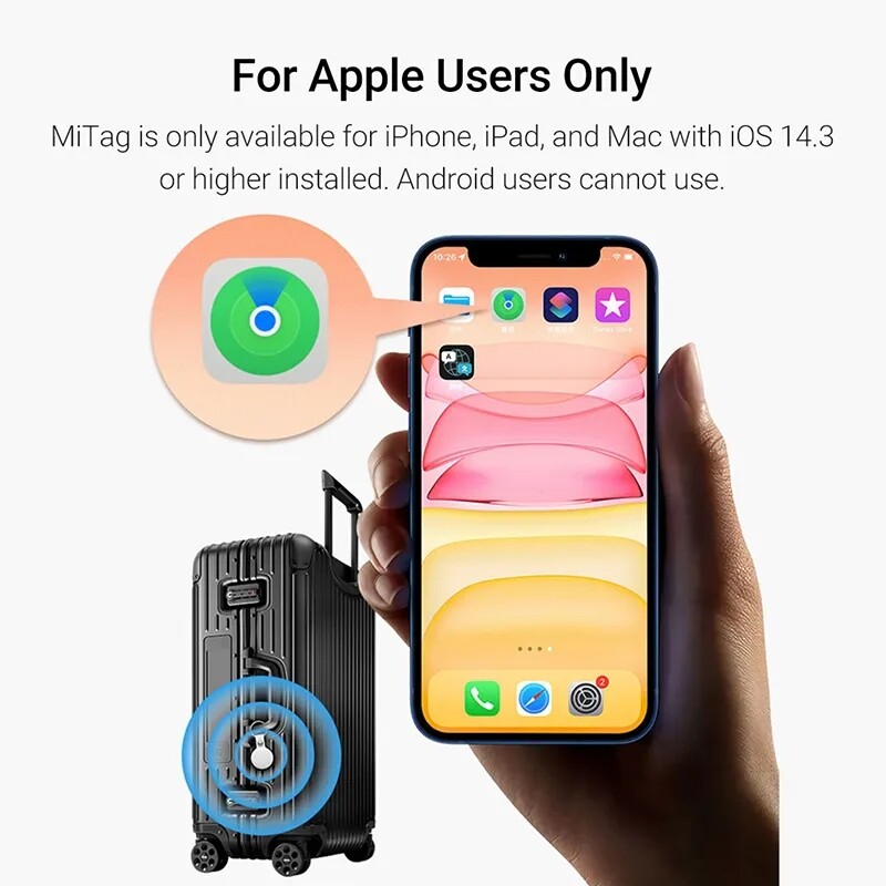 Mitag Key Finder Tragači predmeta MFi certificirani Bluetooth GPS Cat Dog Locator Tracker Anti-loss Device Radi s Apple Find My