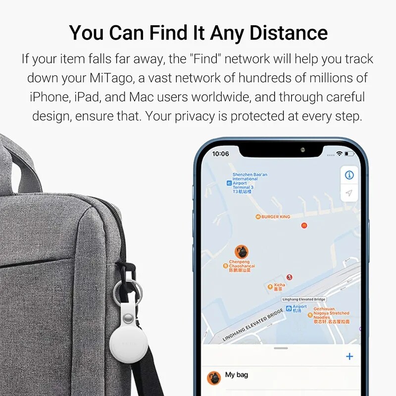 Mitag Key Finder Tragači predmeta MFi certificirani Bluetooth GPS Cat Dog Locator Tracker Anti-loss Device Radi s Apple Find My