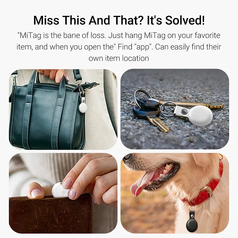 Mitag Key Finder Tragači predmeta MFi certificirani Bluetooth GPS Cat Dog Locator Tracker Anti-loss Device Radi s Apple Find My