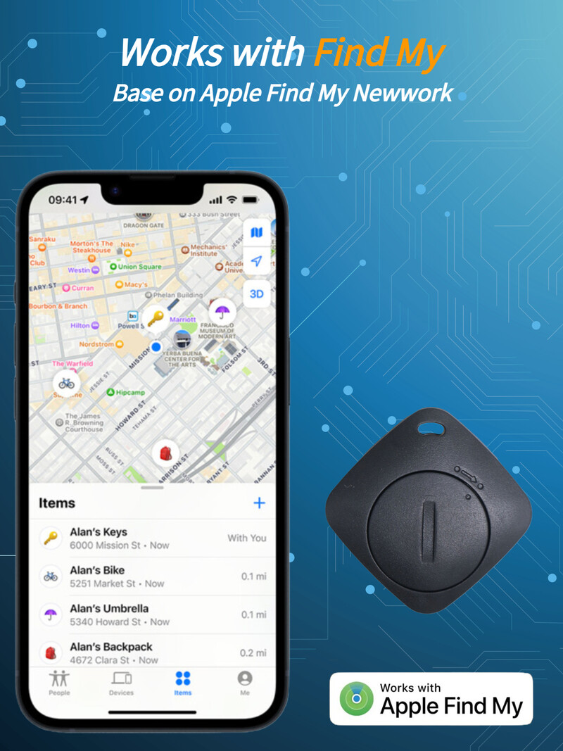 Aiyato GPS Tracker Bluetooth radi s Find My APP Global Positioning Finder Smart Anti-lost Alarm Reminder Pozicioner za IOS