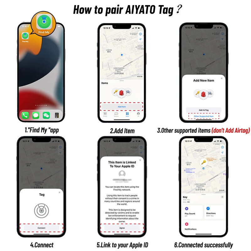 Aiyato GPS Tracker Bluetooth radi s Find My APP Global Positioning Finder Smart Anti-lost Alarm Reminder Pozicioner za IOS