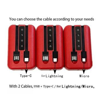 Powerbank Case Kit Θύρες USB Micro Type-C Powerbank Shell 2*18650/21700 Φορτιστής μπαταρίας DIY Power Bank Box Shell με 2 καλώδια