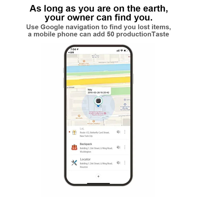 GPS įrašas, skirtas iPhone Android Wireless Mini GPS seklys, apsaugantis nuo pametimo signalizacijos raktas Vaiko krepšio piniginės ieškiklis Bluetooth APP Smart Tag