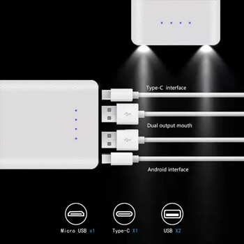 Θήκη 18650 Battery Power Bank Θήκη διπλής USB Micro USB Type C Θήκη για Iphone Xiaomi Κινητό Τηλέφωνο αποθήκευσης μπαταρίας Κουτί DIY Shell