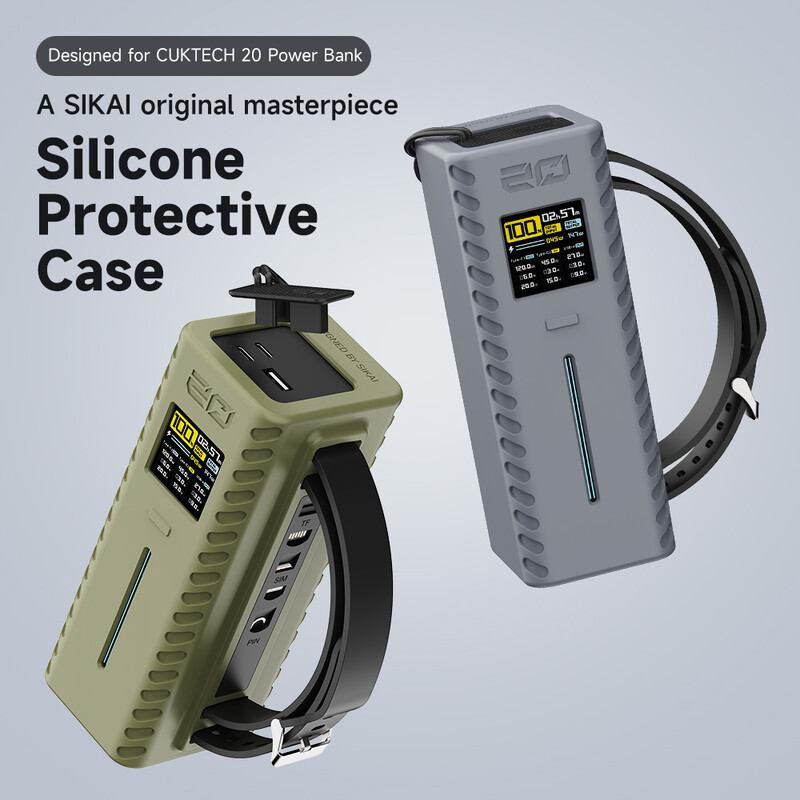 Silikonska torbica za CUKTECH No.20 Power Bank TF Sim Card Eject Pin Needle Torbica za pohranu USB C kabela Organizator s dizajnom ručke