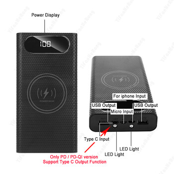 6x21700 Battery Charger Box Θήκη DIY Shell Case Dual USB 21700 Battery Shell Storage Organize με φως LED